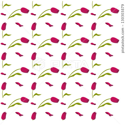 Red tulips pattern. Seamless pattern. Vector illustration. 130303879