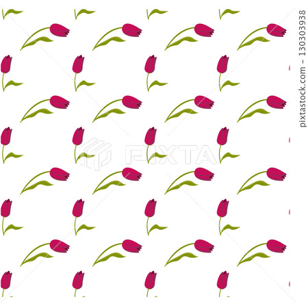 Red tulips pattern. Seamless pattern. Vector illustration. 130303938