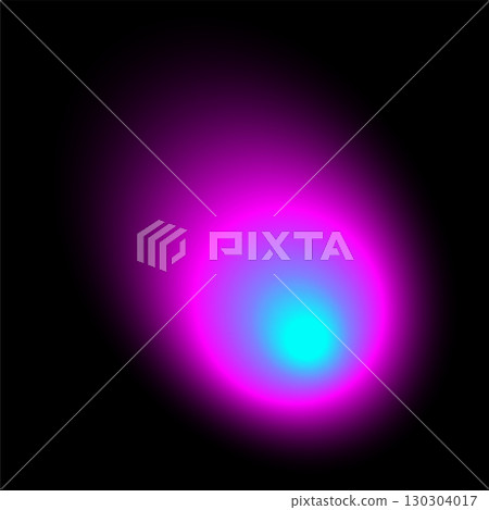 Abstract color blur neon round shape on black background. Neon colored bright blending blob with graduation effect. Glowing comet in dark space. Graphic vector illustration 130304017