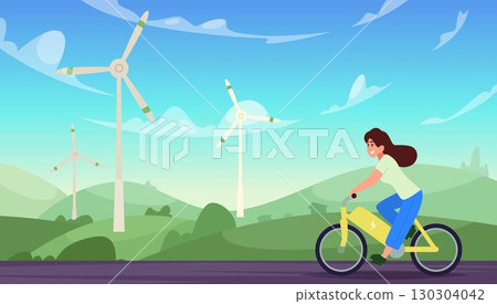 Sustainable energy. Smart green energy production charging sun panels for houses exact vector renewable sources concept background 130304042