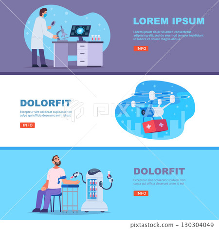 Smart medicine. doctors and robotic medicine. vector banners with place for text 130304049