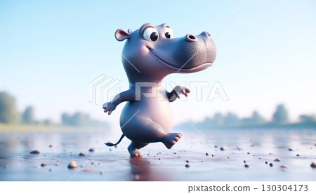 3D funny baby hippo cartoon 130304173