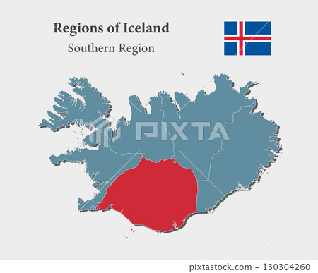 Vector map Iceland - Southern region 130304260