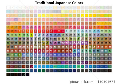 Japanese traditional colors, 465 color sample chart 130304671