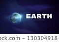 Realistic earth space. Planet cosmic background, galaxy night sky with stars starry darkness universe 3d globe sphere outer cosmos surface text template vector illustration 130304918