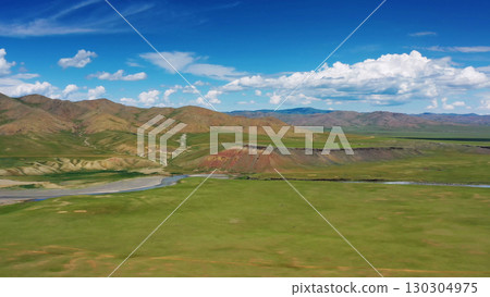 Aerial mountains landscape in Orkhon valley Aerial mountains landscape in Orkhon valley 130304975