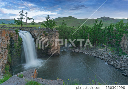 Orkhon waterfall in Mongolia at sunrise Orkhon waterfall in Mongolia at sunrise 130304998