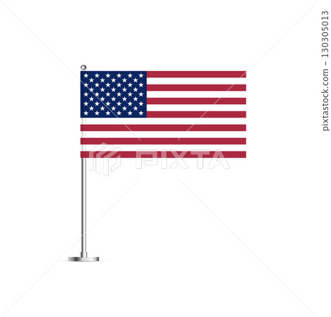 American flag on silver pole. USA national flag on metal stick. Patriotic symbol of United States of America. Realistic vector illustration American flag on silver pole. USA national flag on metal stick. Patriotic symbol of United States of America. Realistic vector illustration 130305013