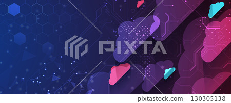 Cloud concept futuristic technology or science background and network security Cloud concept futuristic technology or science background and network security 130305138