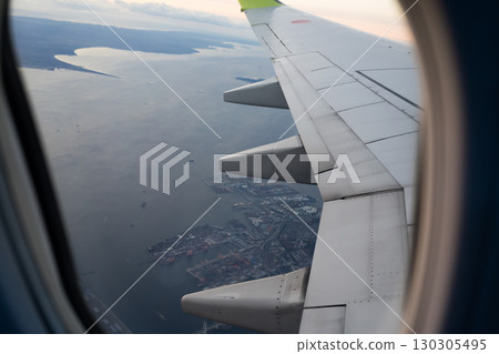 Wings seen from an airplane window 130305495