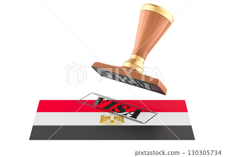 Egypt visa, stamp on flag. Travel permission concept. 3D rendering Egypt visa, stamp on flag. Travel permission concept. 3D rendering 130305734