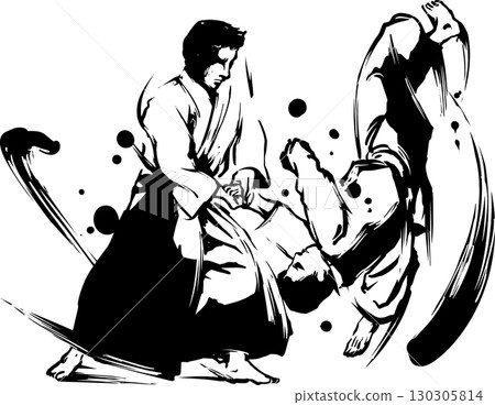 Aikido ink painting illustration Aikido ink painting illustration 130305814