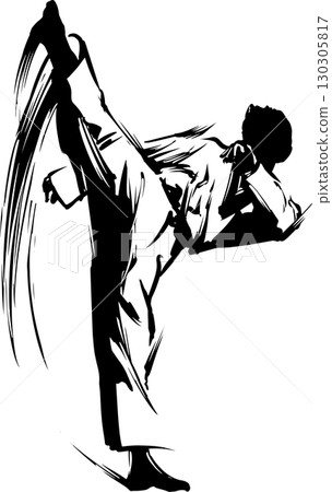 Taekwondo ink painting illustration 130305817