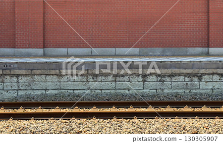 Fukaya Station brick wall and rails Fukaya Station brick wall and rails 130305907