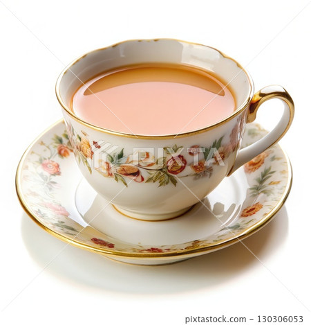 Porcelain Cup of Tea With Saucer. Generative AI 130306053