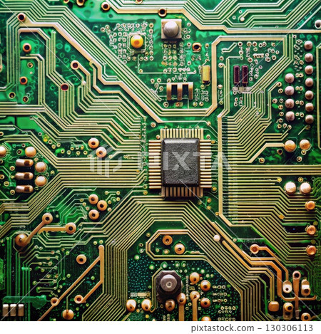 Close Up of a Computer Circuit Board. Generative AI 130306113
