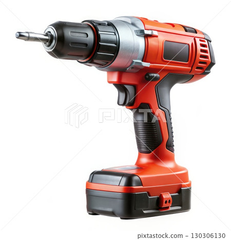 Professional Cordless Drill on White Background. Generative AI 130306130