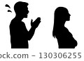 一名男子向一名女子道歉，一名女子將目光移開的剪影 130306255