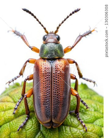 Close Up of Grouse Beetle on Leaf. Generative AI 130306308