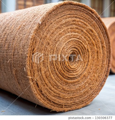 Coconut Mat Roll on Floor. Generative AI Coconut Mat Roll on Floor. Generative AI 130306377