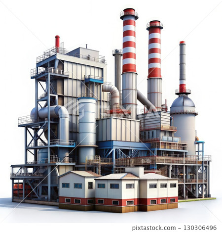 Large Factory Emitting Smoke. Generative AI 130306496