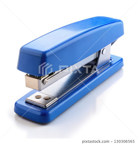 Blue Stapler on White Table. Generative AI 130306565