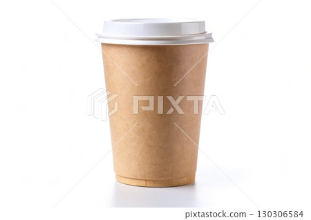 A Cup of Coffee on a White Background. Generative AI 130306584