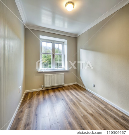 Empty Room With Hardwood Flooring and Window. Generative AI 130306667