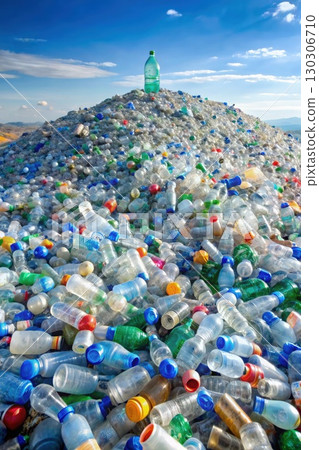 Pile of Plastic Bottles on Hill. Generative AI 130306710