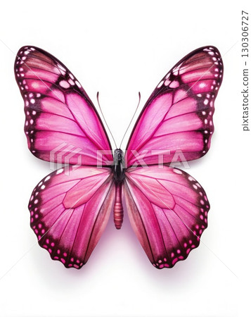 Pink Butterfly With White Spots. Generative AI 130306727