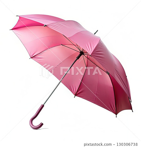 Pink Umbrella Open on White Background. Generative AI 130306738
