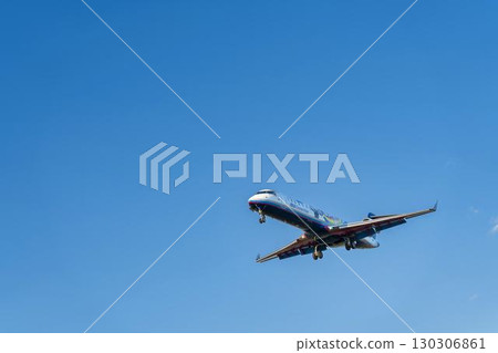 Sendai Airport at dusk, airplane landing, Natori City, Miyagi Prefecture 130306861