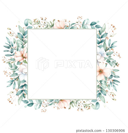 由綠色植物製成的方形框架 130306906