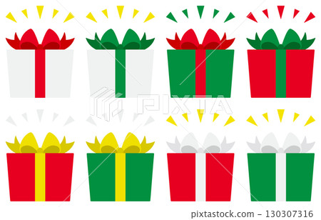 Christmas color gift box set of 8 simple illustrations 130307316