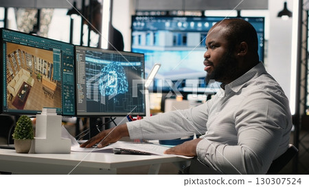 Black developer uses AI systems for housing and commercial property development, featuring automation, predictive analytics and simulation tools for master plan creation. Cybernetics. 130307524