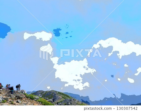 A huge cumulonimbus cloud and climbers near the summit (afr20250822095742) 130307542