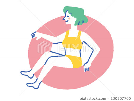 Woman relaxing in the summer pool_Color Woman relaxing in the summer pool_Color 130307700