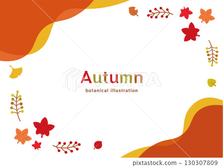Autumn frame of autumn leaves and fallen leaves 130307809