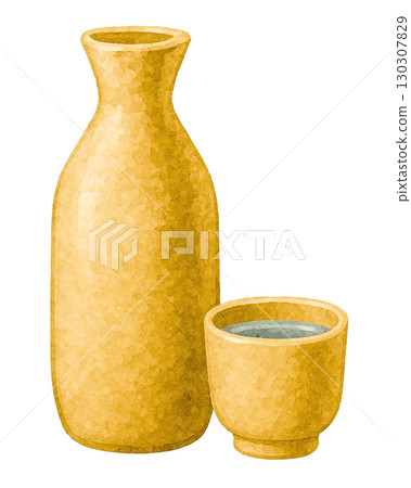 日本酒瓶和酒杯的插圖 日本酒瓶和酒杯的插圖 130307829
