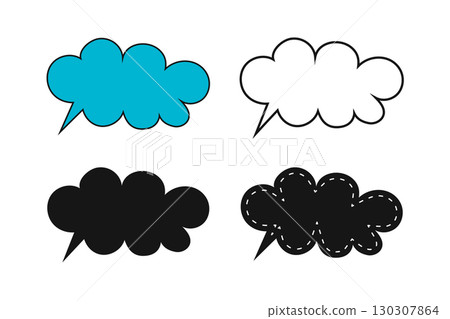 Set of cute talk clouds templates in doodle style. Dialogue bubbles, text boxes, quote frames, message tags, speech labels, conversation balloons isolated on white background. Vector illustration Set of cute talk clouds templates in doodle style. Dialogue bubbles, text boxes, quote frames, message tags, speech labels, conversation balloons isolated on white background. Vector illustration 130307864