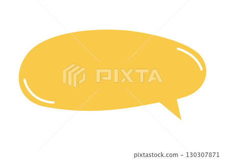 Cute yellow speech bubble template in doodle style. Dialog balloon, talk cloud, text box, quote shape, message tag, communication label isolated on white background. Vector flat illustration Cute yellow speech bubble template in doodle style. Dialog balloon, talk cloud, text box, quote shape, message tag, communication label isolated on white background. Vector flat illustration 130307871