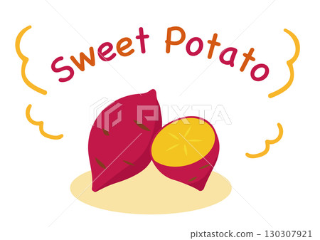 烤地瓜插圖 - 秋天的味道，紅薯 130307921