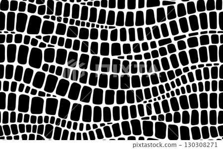 Crocodile alligator skin pattern of dinosaur or snake surface, vector background. Crocodile skin pattern of reptile snake or dragon scales texture, lizard animal abstract spots of alligator leather 130308271