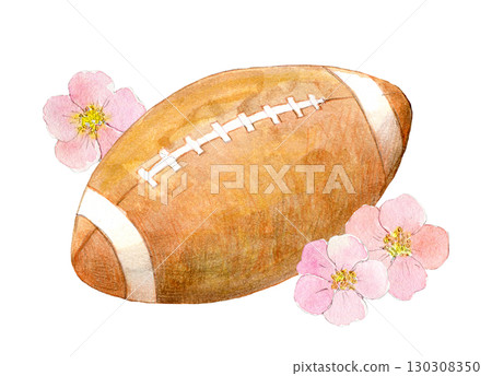 Watercolor illustration, hand-drawn illustration, Spring Rugby Tournament Watercolor illustration, hand-drawn illustration, Spring Rugby Tournament 130308350
