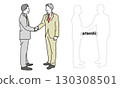 Full-body illustration of an elderly male businessman shaking hands 130308501