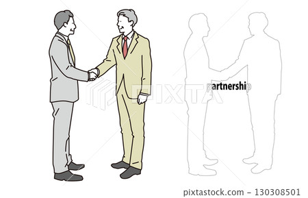 Full-body illustration of an elderly male businessman shaking hands 130308501