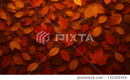 Colorful autumn leaves texture in red and orange 130308564