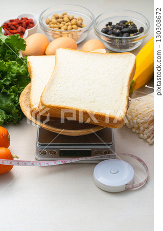 Low-carb diet bread weighing 130308672