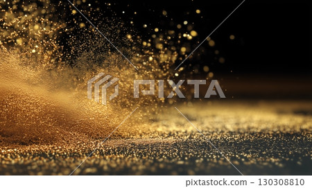 Flying golden powder and particles of light 130308810