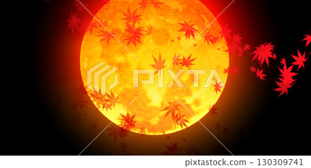 秋葉,月亮,楓樹,秋天背景 秋葉,月亮,楓樹,秋天背景 130309741